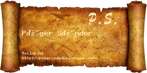 Páger Sándor névjegykártya